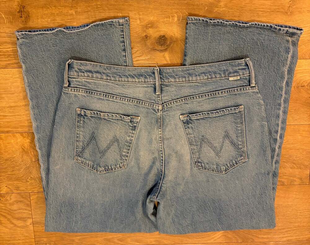 MOTHER Mid Rise Maven Ankle Jeans 32 Magic School Bus Wide Leg Light Wash